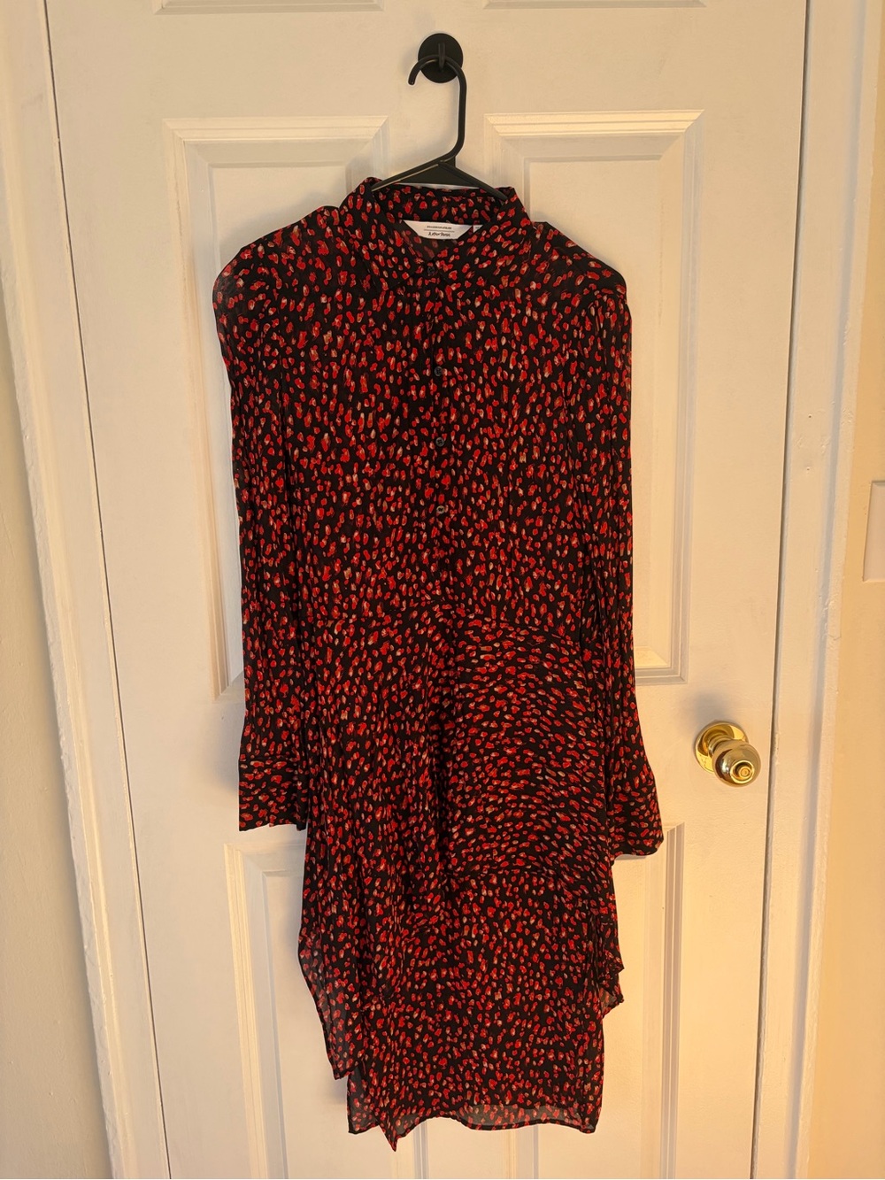 & Other Stories Red and Black Printed Long-Sleeve Dress